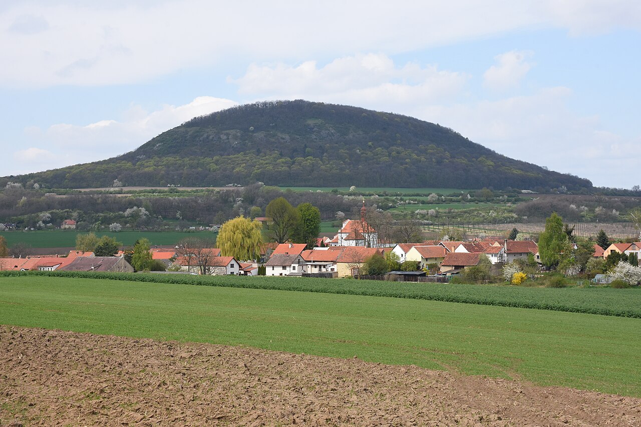 Mount Říp rising above the Bohemian plain